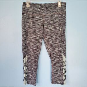 Champion Blue Criss Cross Leg Detail Athletic Cropped Leggings